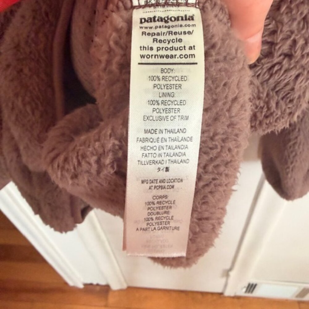 Patagonia Brown Fleece Hoodie Pullover Womens Size Large Brown Quarter Zip - Picture 6 of 6